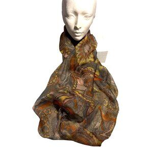 Vintage Paisley Sheer Scarf By Collection Eighteen Multicolor Floral Design